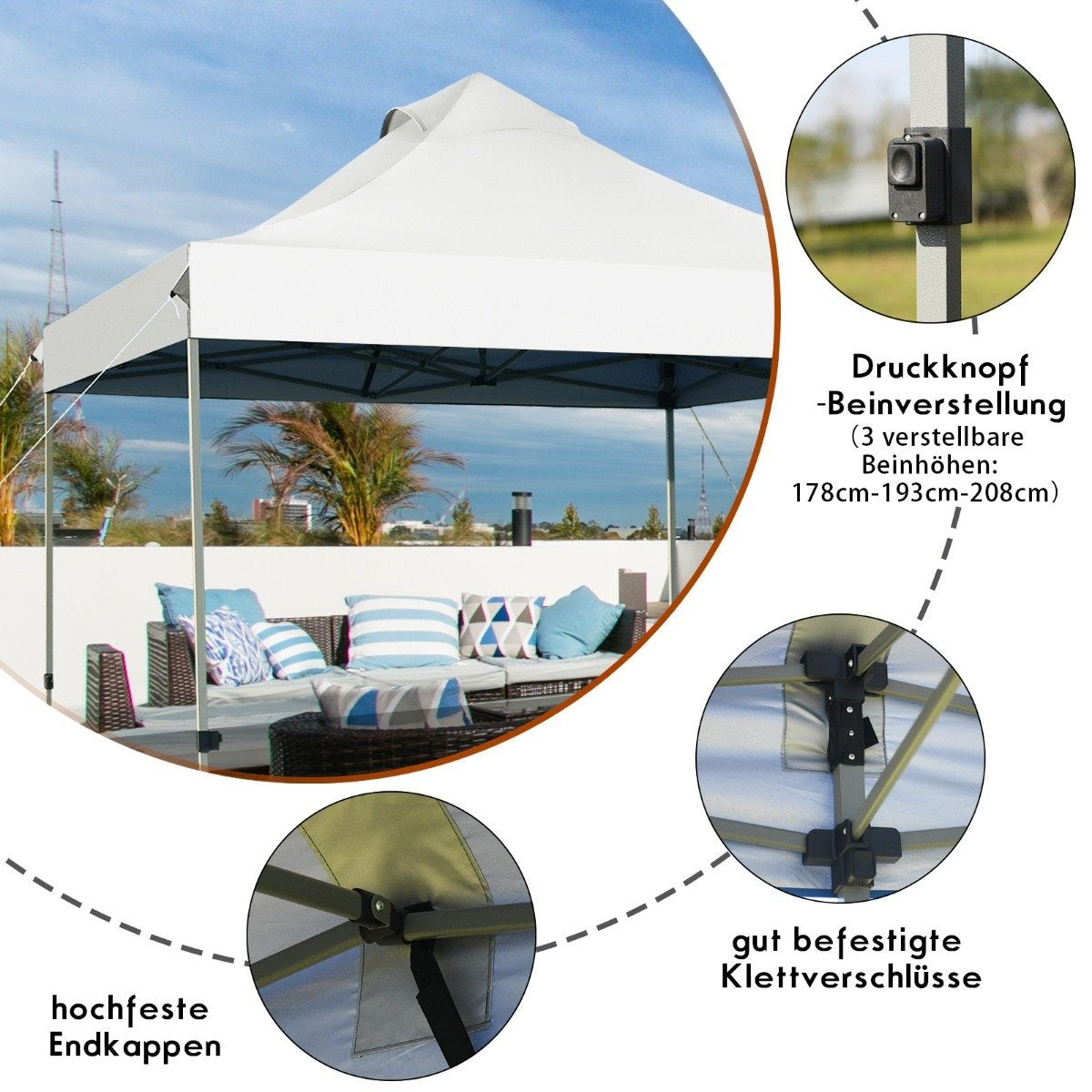 3 x 3 m gazebo folding gazebo waterproof stable winter party tent with carry bag on wheels white