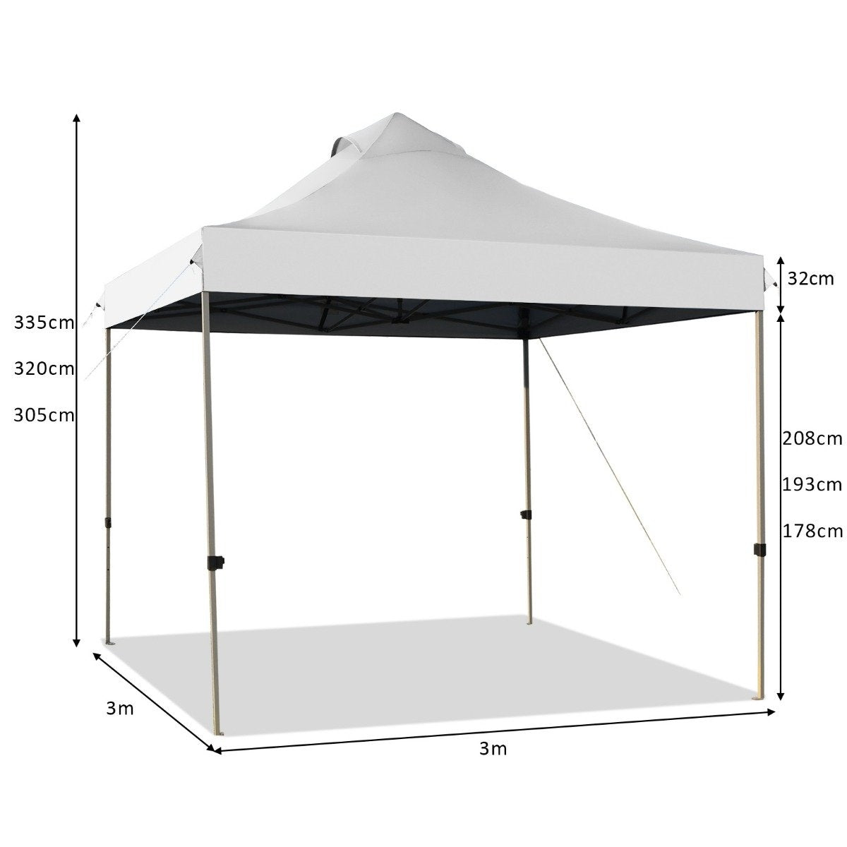 3 x 3 m gazebo folding gazebo waterproof stable winter party tent with carry bag on wheels white