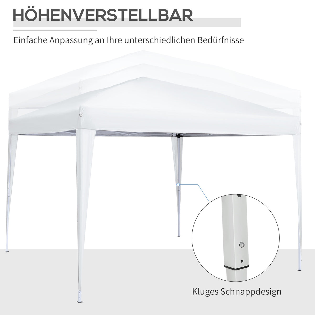 3x3m gazebo with 4 side walls & windows, UV protection, including carrying bag, steel & Oxford fabric, white
