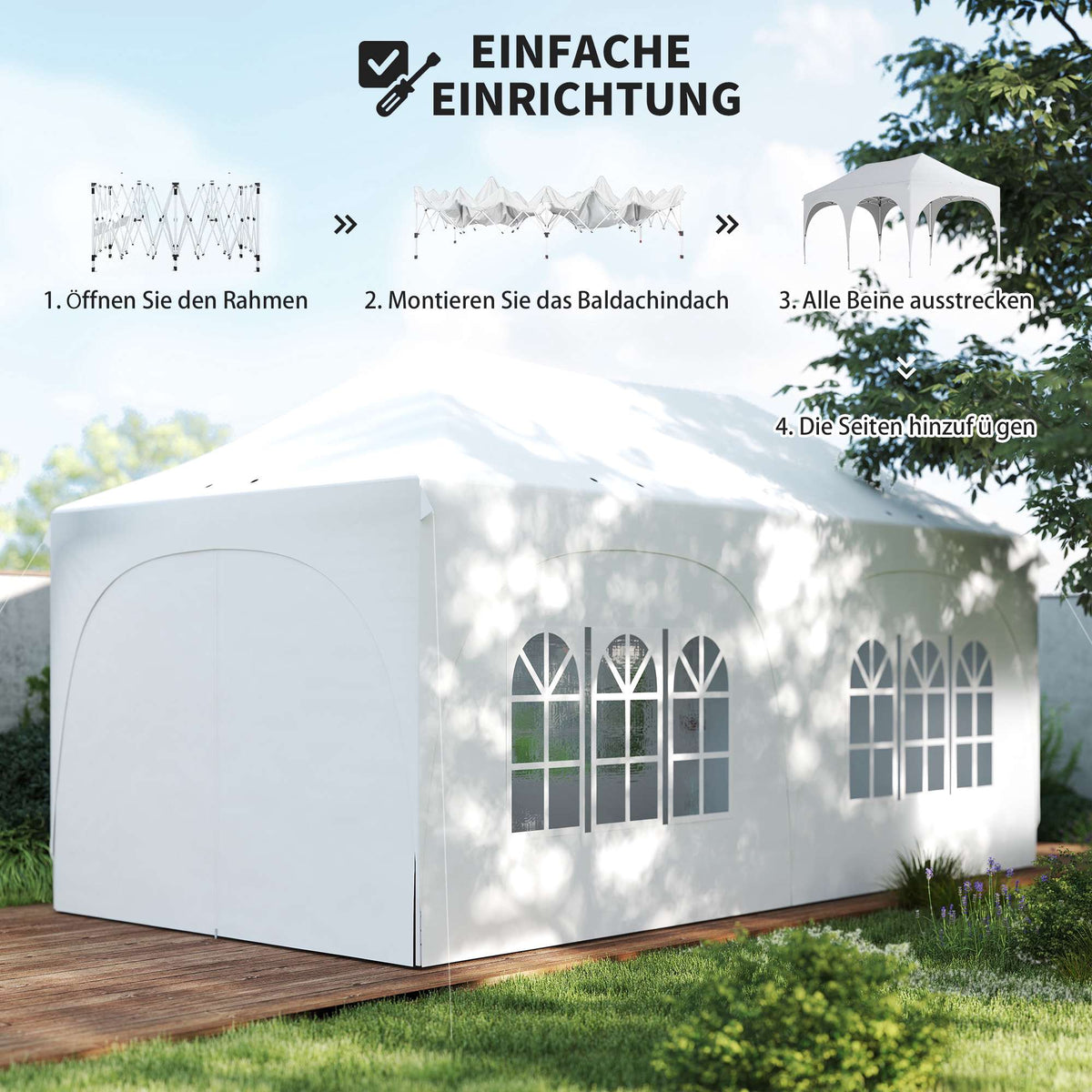 3x6m Pop-Up Pavilion with Sides, Adjustable Roof, Bag