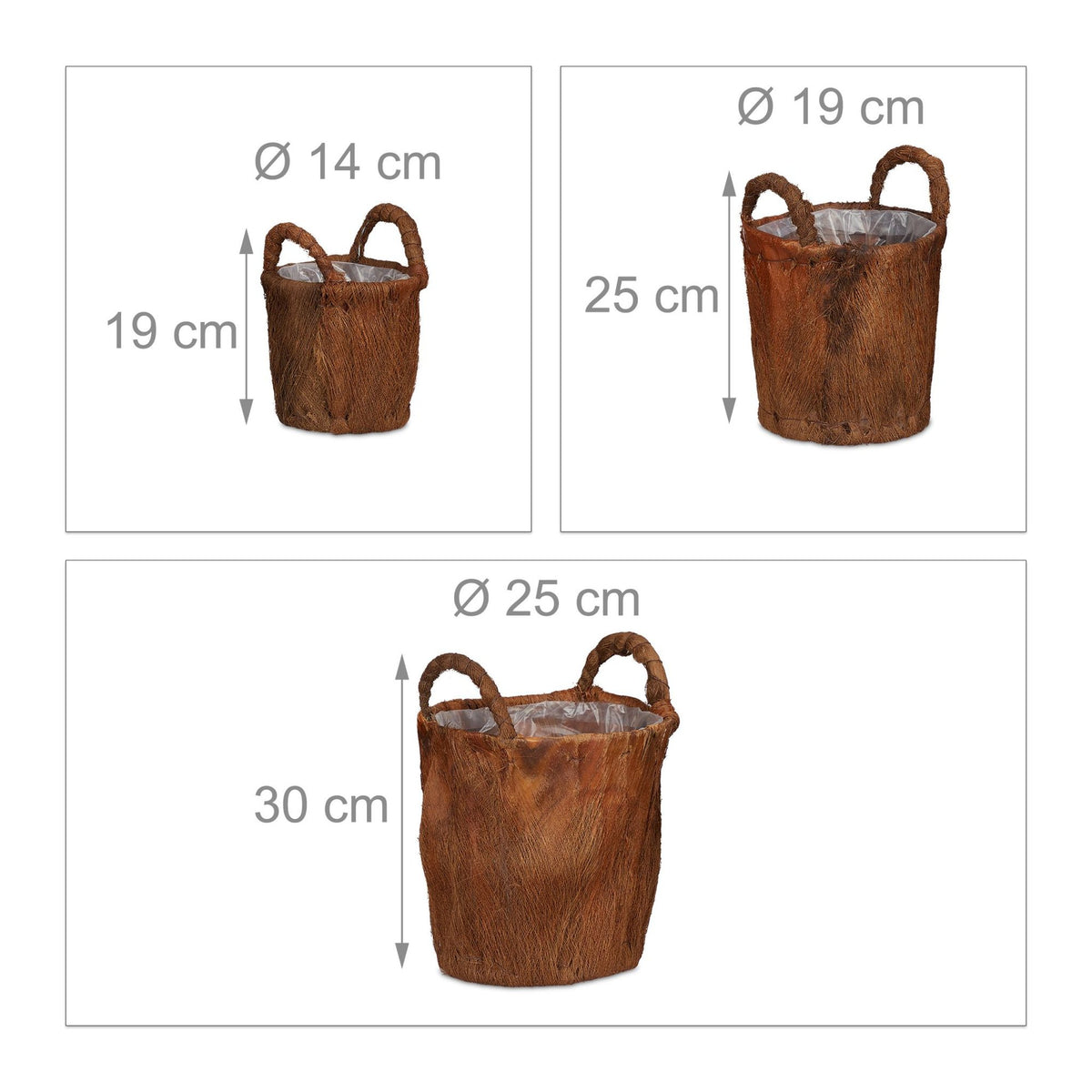 3x Flower Pots made of Coconut Leaves