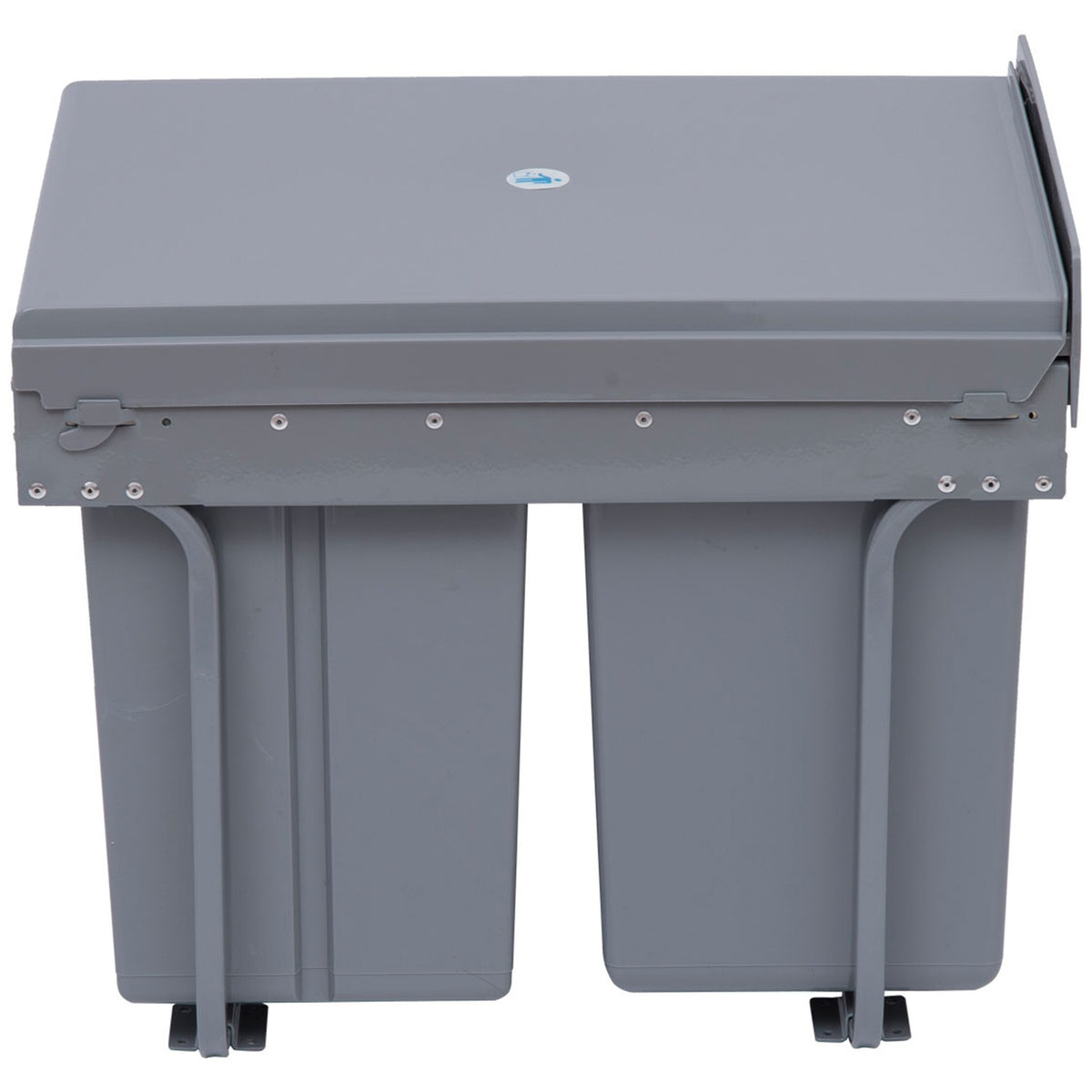40L built-in waste bin, base cabinet, pull-out waste collector with 3 removable compartments 1 x 20 & 2 x 10 L, for cupboards from 400 mm wide, for kitchen, gray