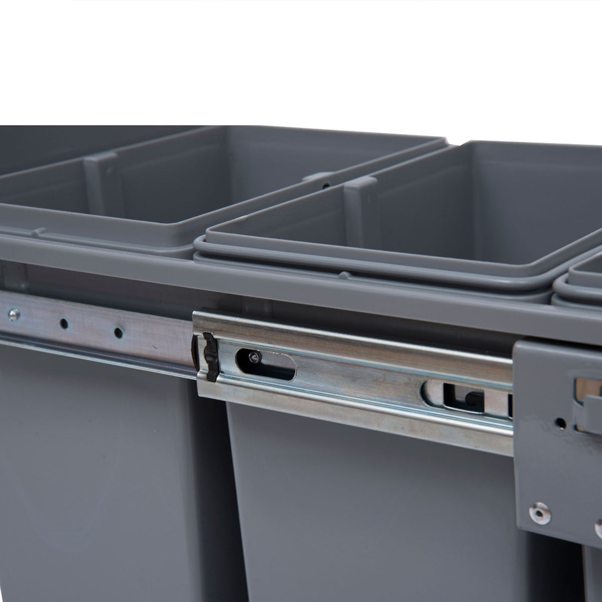 40L built-in waste bin, base cabinet, pull-out waste collector with 3 removable compartments 1 x 20 & 2 x 10 L, for cupboards from 400 mm wide, for kitchen, gray