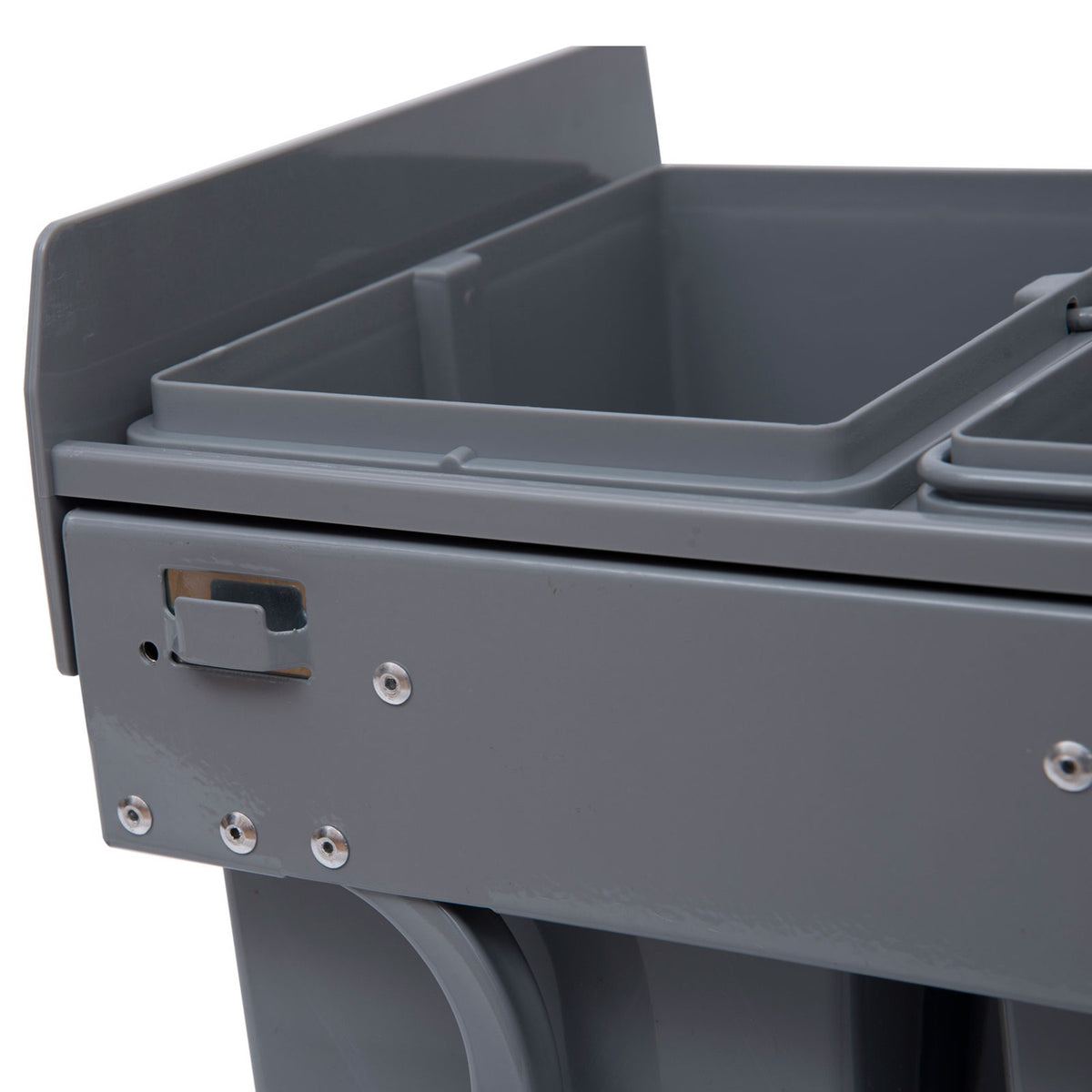 40L built-in waste bin, base cabinet, pull-out waste collector with 3 removable compartments 1 x 20 & 2 x 10 L, for cupboards from 400 mm wide, for kitchen, gray