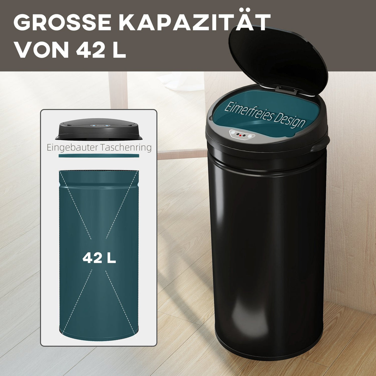 42L Stainless Steel Sensor Bin, Touchless with Soft-Close