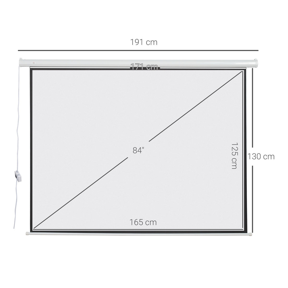4:3 Projector Screen Electric 171 x 130 cm Projection Screen with Remote Control Film Screen for Home Cinema and Presentation White