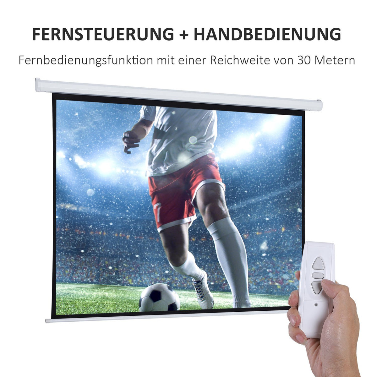 4:3 Projector Screen Electric 203 x 152 cm Projection Screen with Remote Control Film Screen for Home Cinema and Presentation White