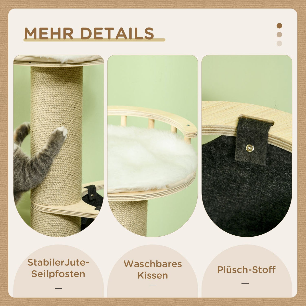 45" Scratching Post Climbing Tree With Hammock Cat Scratching Post Cat Tree With Jute Rope Posts Cat Bed Seating Platform Cat Furniture Natural