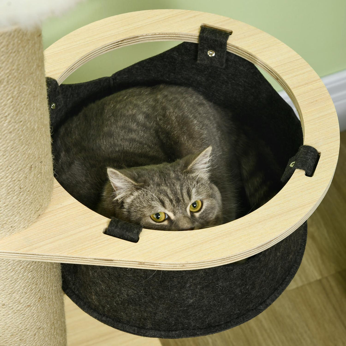 45" Scratching Post Climbing Tree With Hammock Cat Scratching Post Cat Tree With Jute Rope Posts Cat Bed Seating Platform Cat Furniture Natural