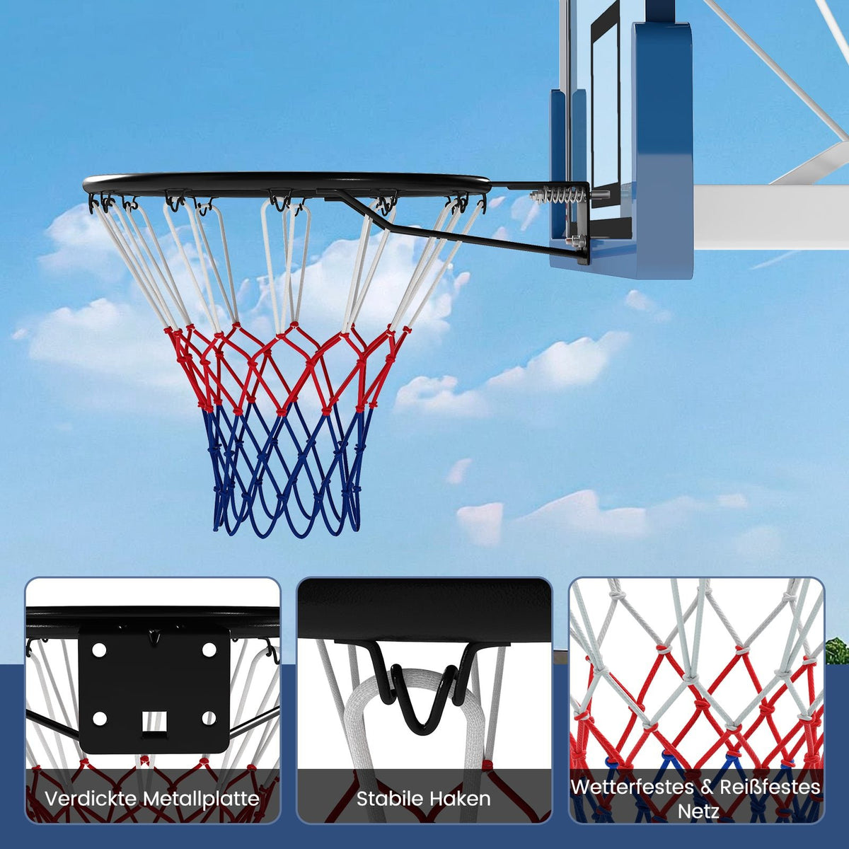 45cm Basketball Hoop with Weatherproof Net for Wall Mount