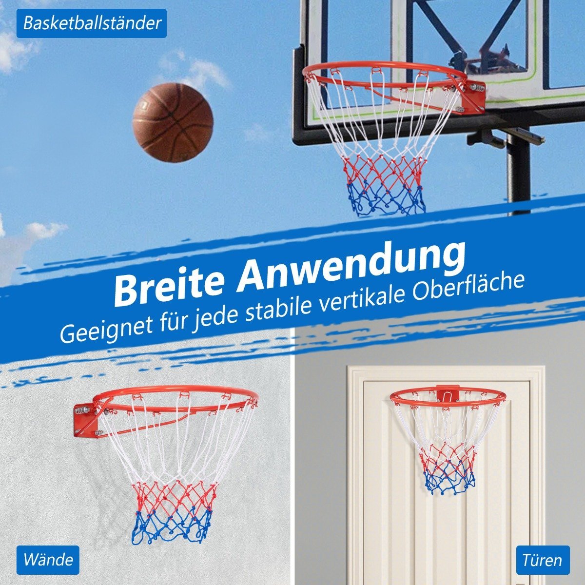 Ø45cm basketball hoop with ring &amp; Net for door &amp; Wall Mounted Indoor Mini Basketball Hoop Orange