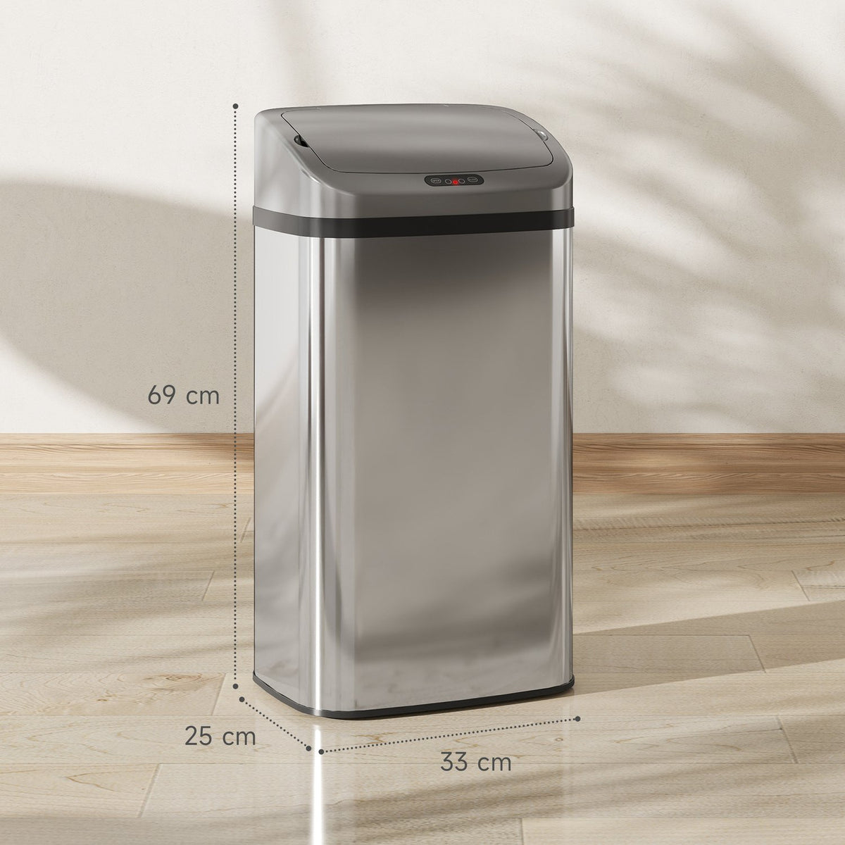 48L Sensor Trash Can, Auto-Close, Stainless Steel