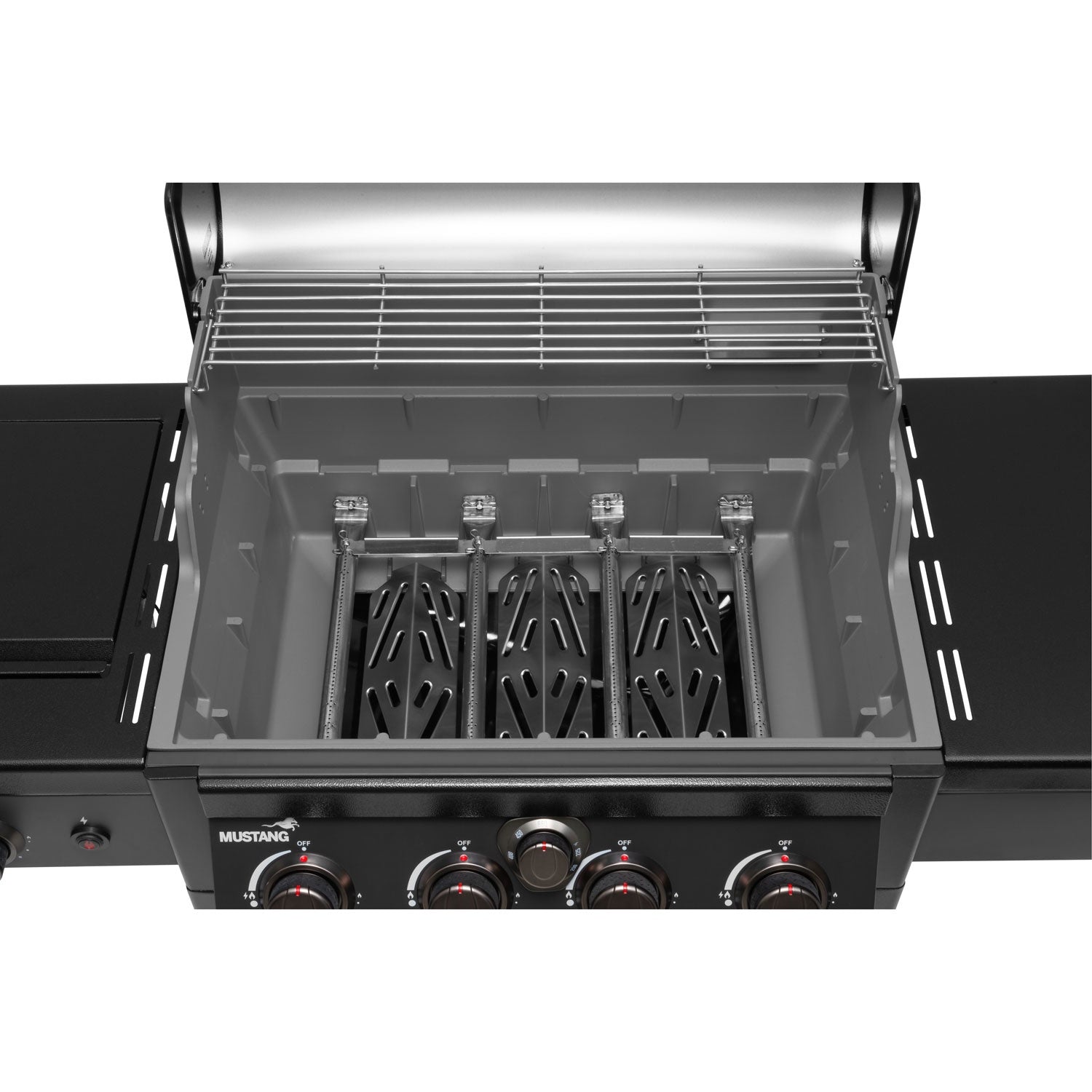 4-Burner Gas Grill with Infrared Side Burner, Thermostat Control