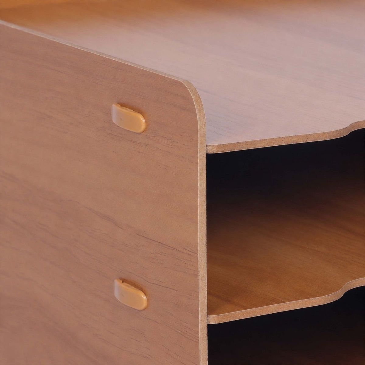 4-Compartment MDF File Tray, Dark Brown Wood-Effect