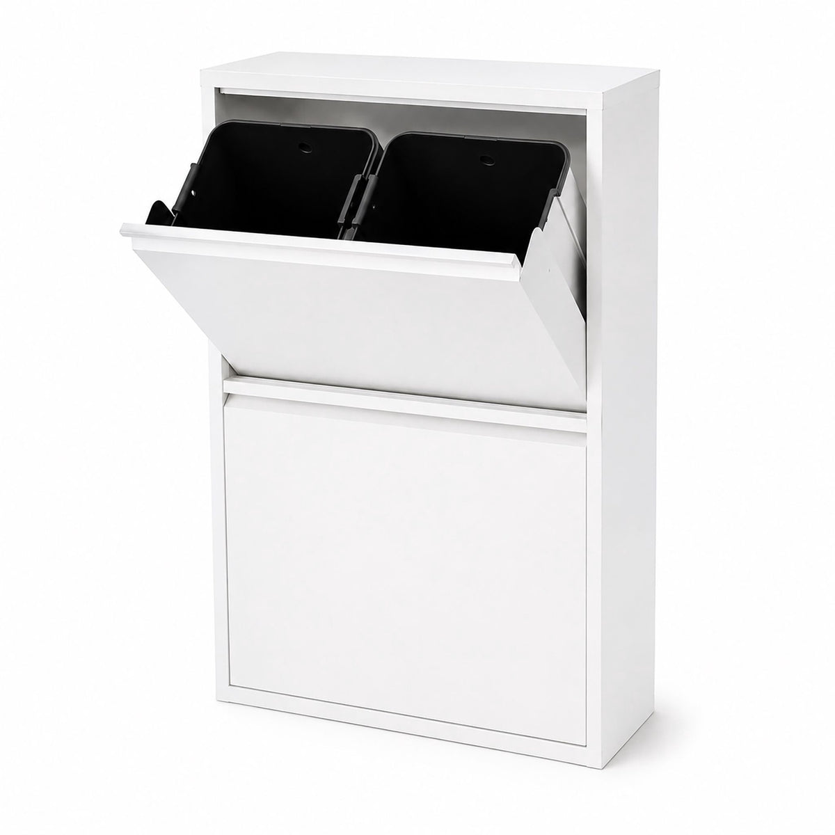 4-Compartment Waste Bin, 4x18L, White, Tilt System