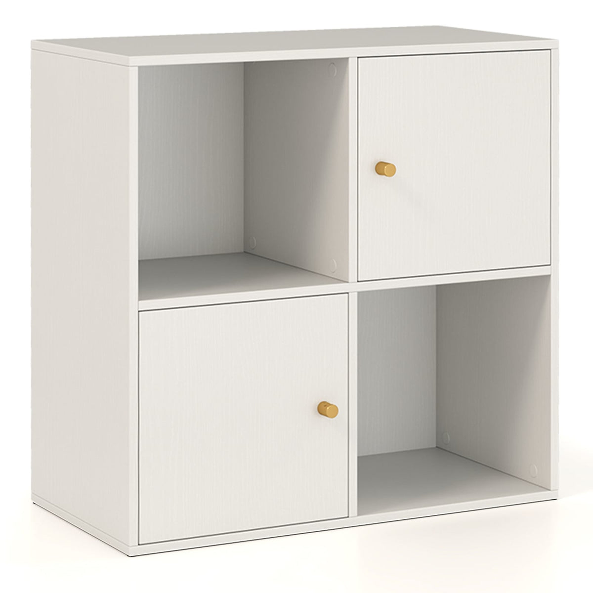 4-Cube Bookshelf with Safety Kit & 2 Doors, White