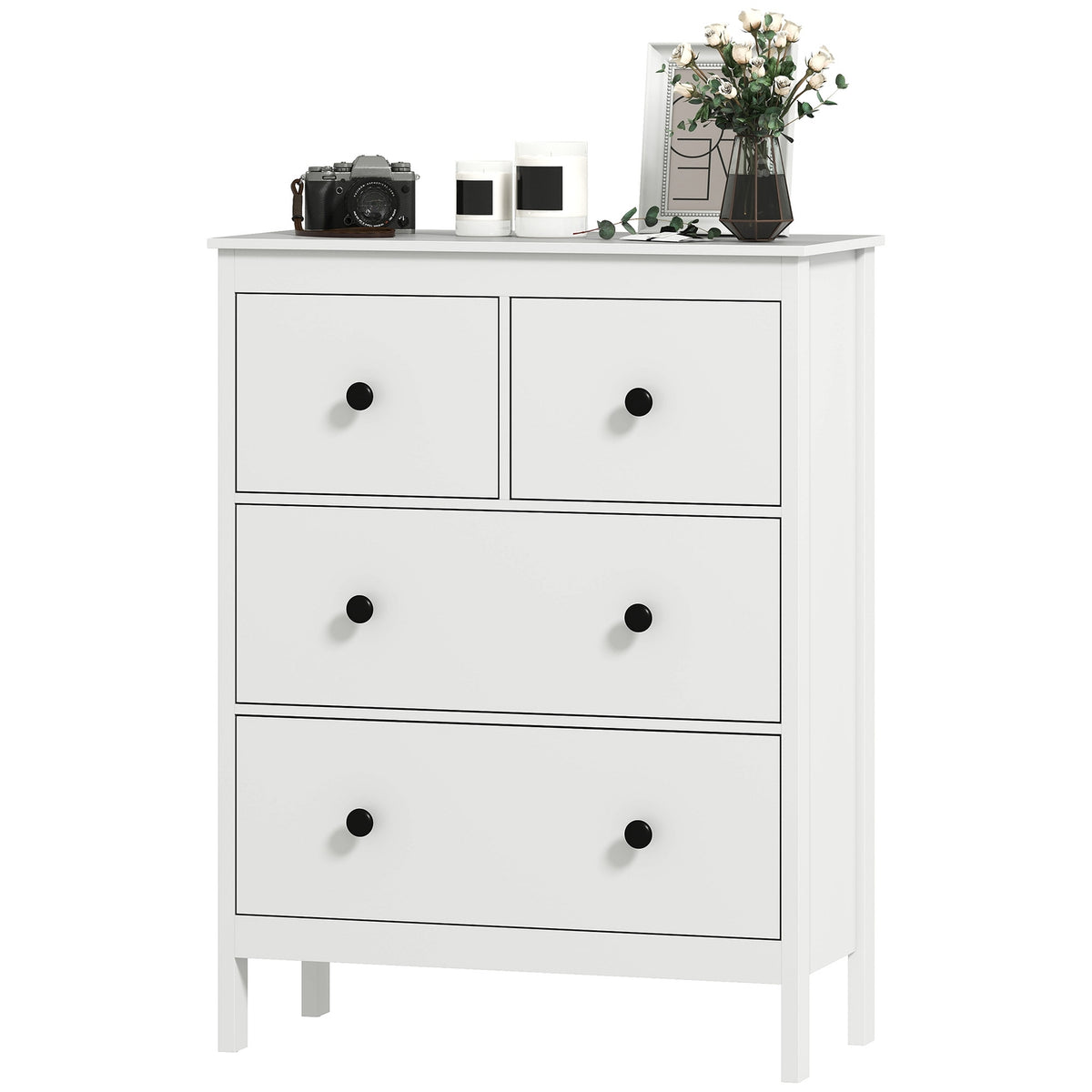 4-Drawer Dresser for Clothes & Linens, White MDF