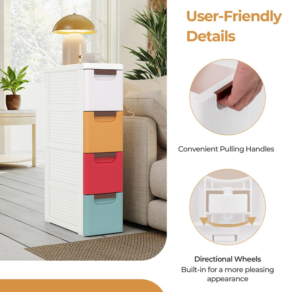 4-Drawer Rolling Organizer with Wheels for Small Spaces