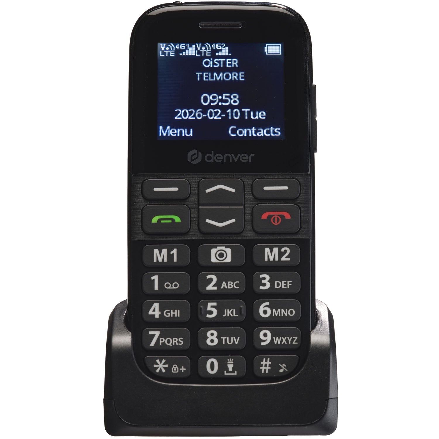 4G Senior Phone, Dual SIM, SOS Button, FM Radio, Black