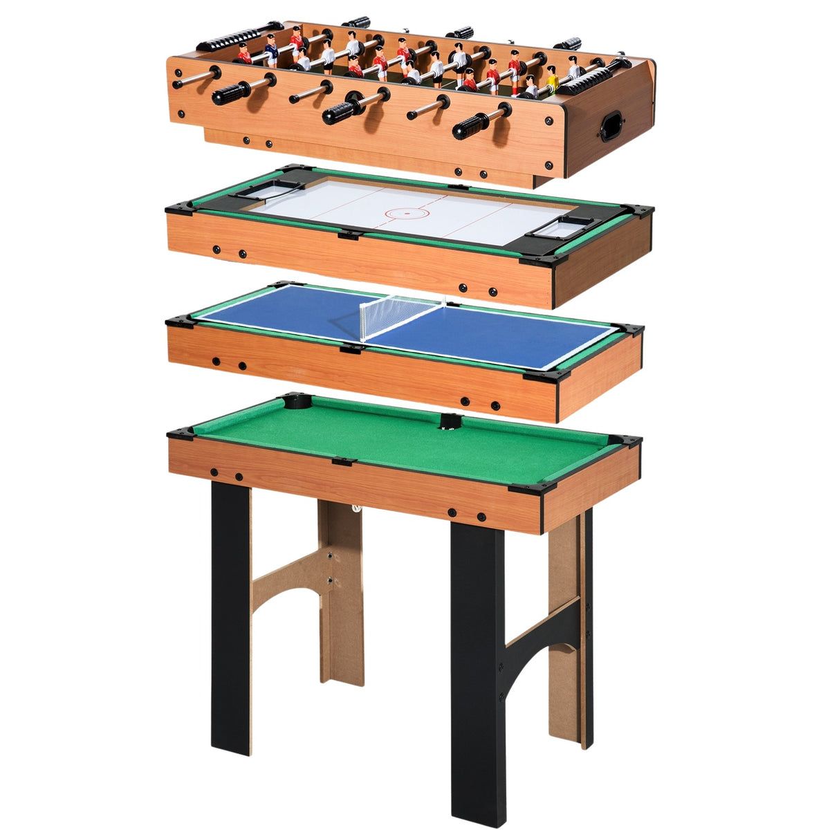 4 In 1 Multi Game Table Table Football Table Football Kicker Hockey Billiard Table Tennis, Mdf, 87X43X73Cm