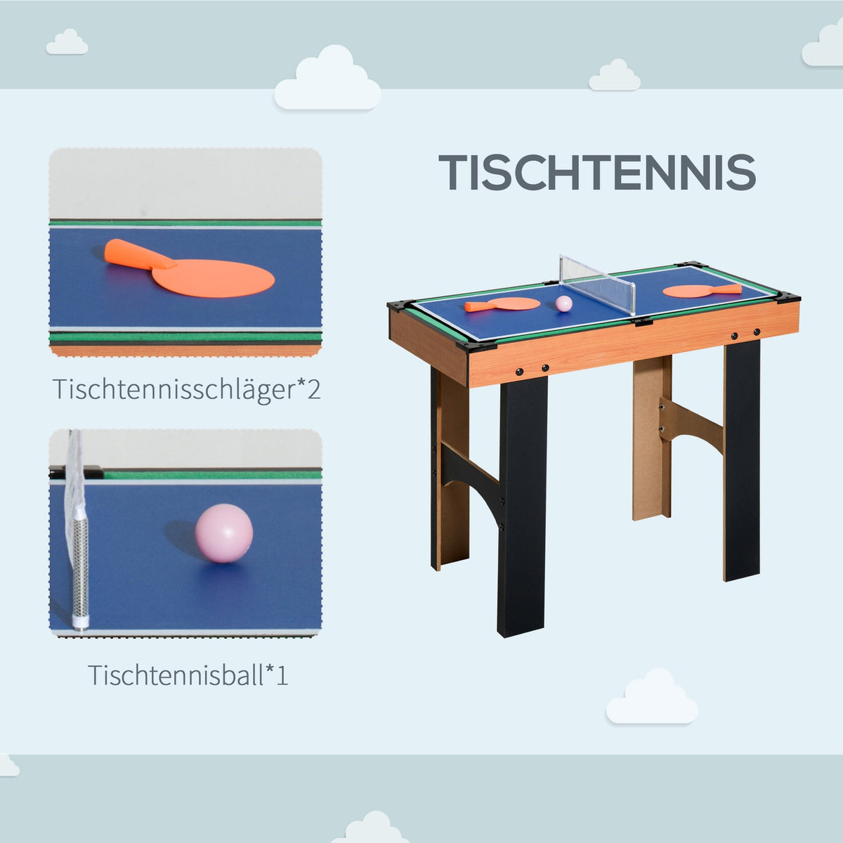 4 In 1 Multi Game Table Table Football Table Football Kicker Hockey Billiard Table Tennis, Mdf, 87X43X73Cm