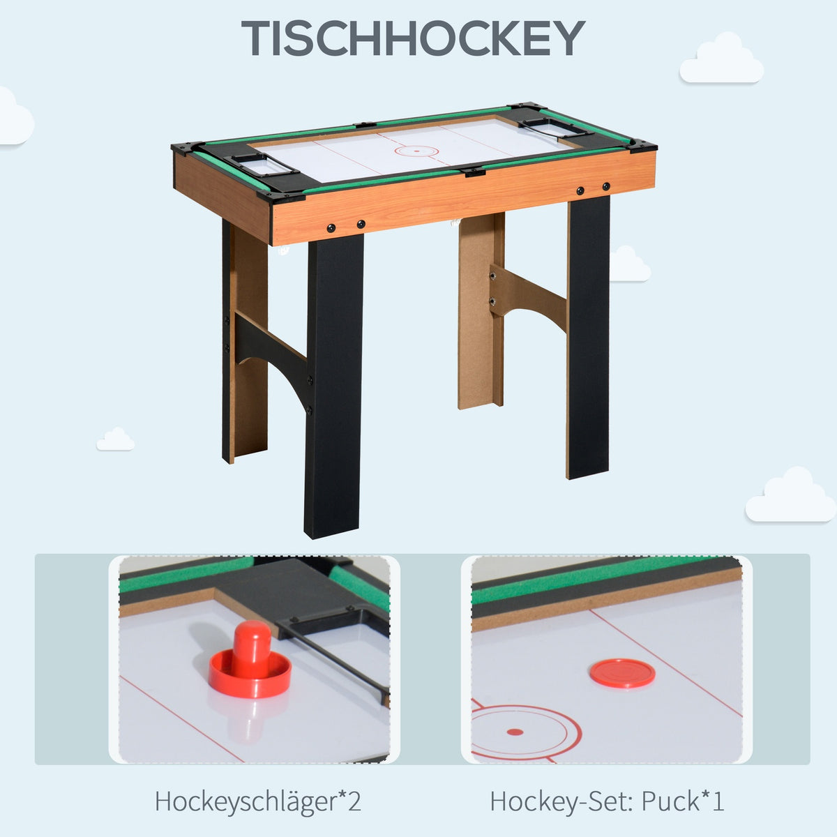 4 In 1 Multi Game Table Table Football Table Football Kicker Hockey Billiard Table Tennis, Mdf, 87X43X73Cm