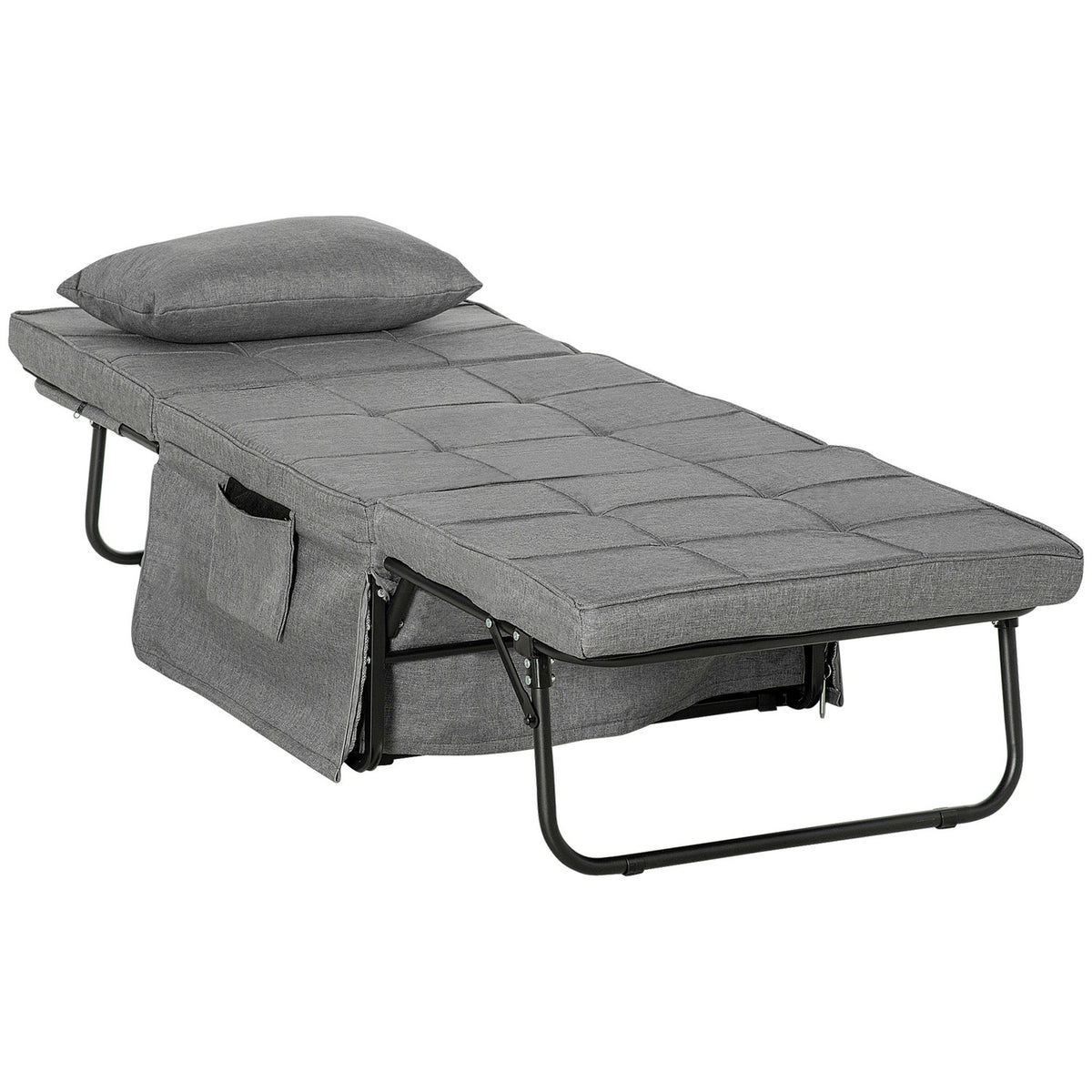 4-In-1 Single Bed Guest Bed Folding Bed Armchair Ottoman, 8 Cm Mattress, 5-Level Height Adjustable, Steel Frame, 188X75X38Cm