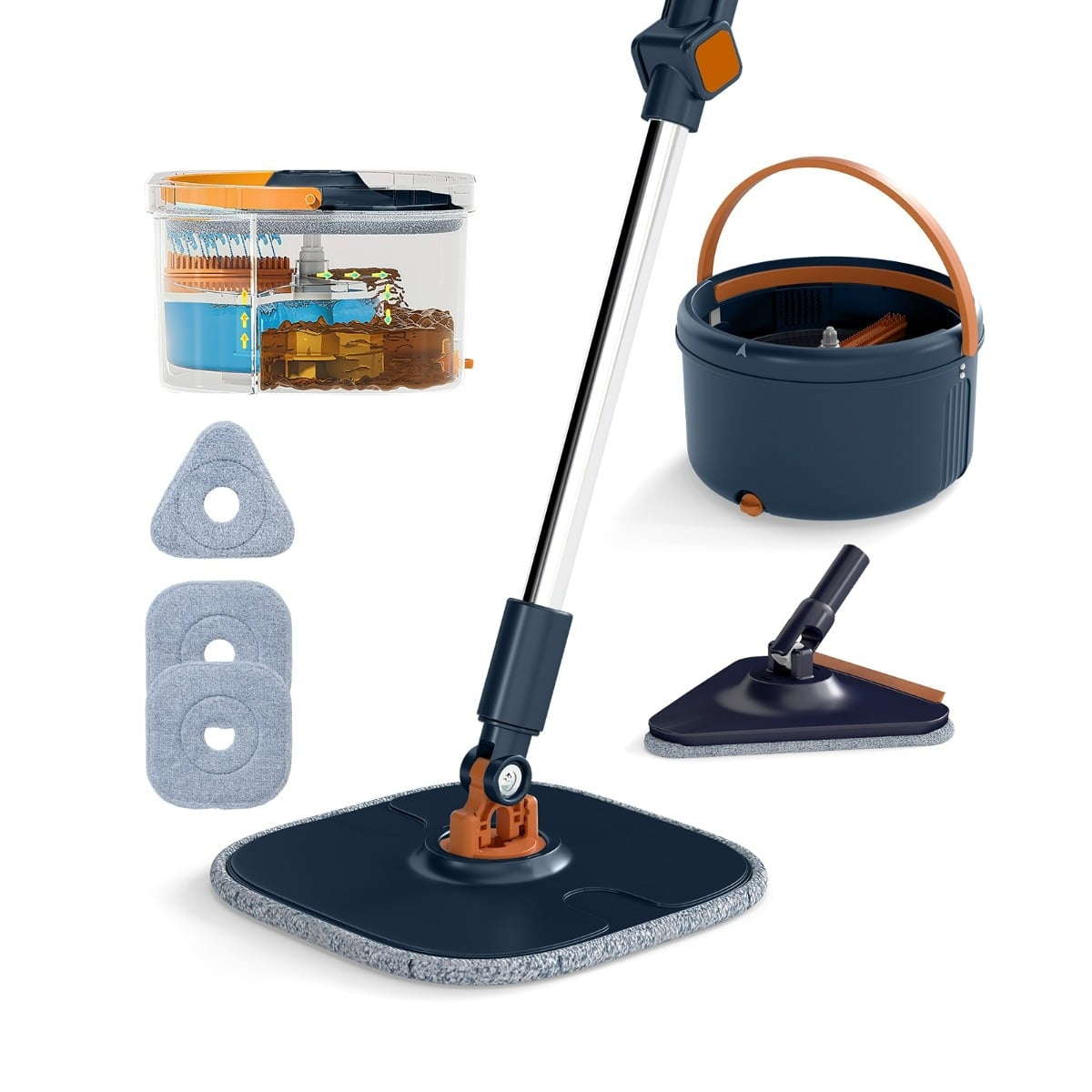 4L Floor Mop & Bucket System with 360 Spin Head