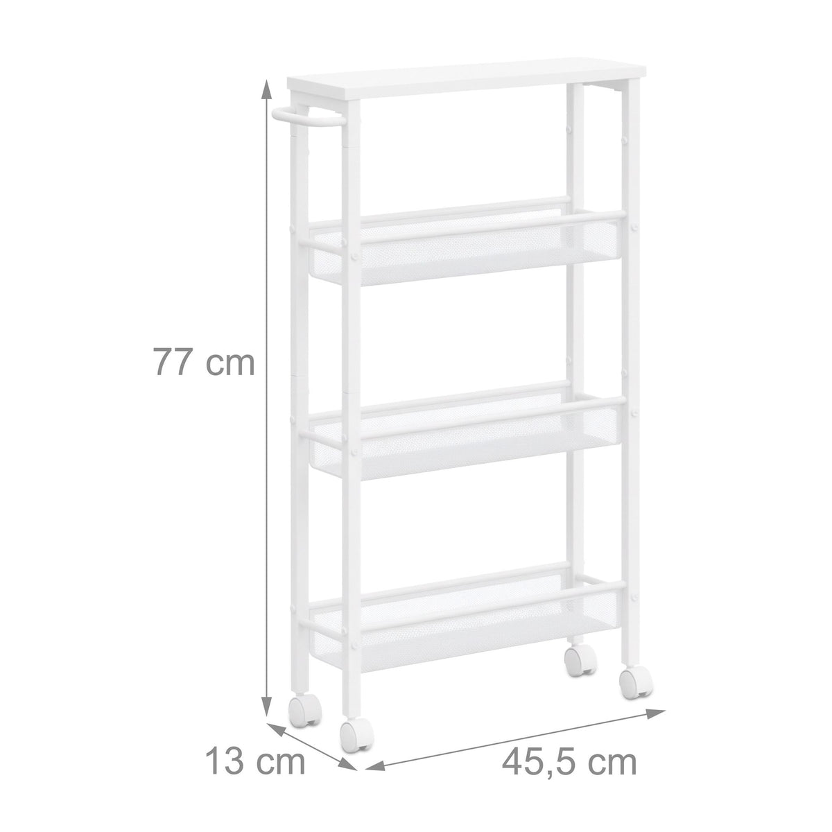 4-Level Kitchen Trolley, Metal & MDF, Mobile Storage
