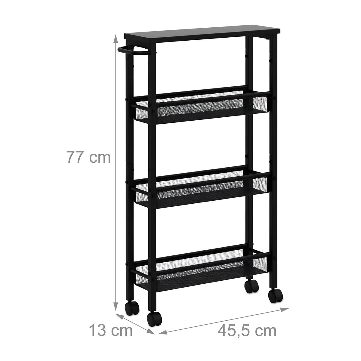 4-Level Kitchen Trolley, Metal & MDF, Mobile Storage