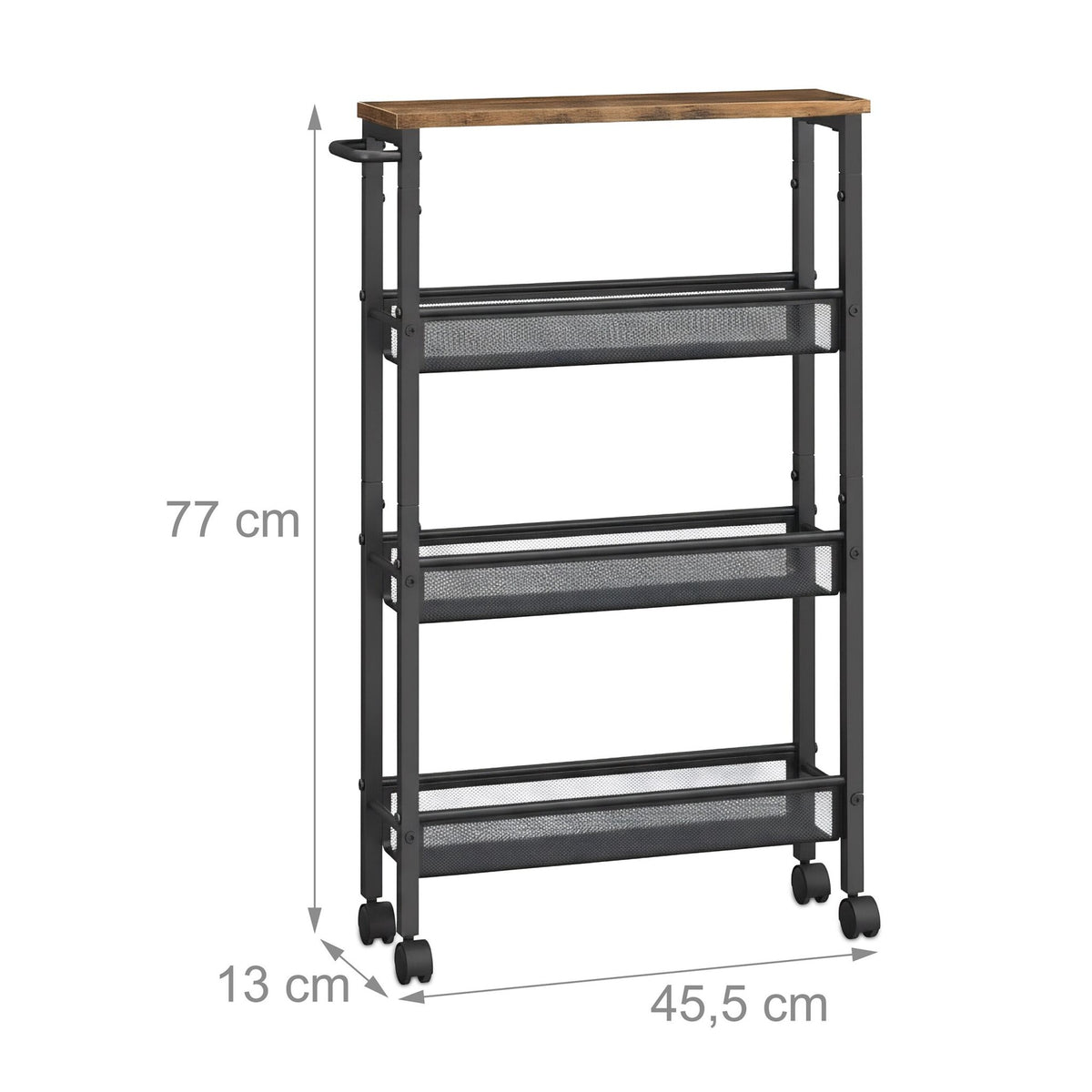 4-Level Kitchen Trolley, Metal & MDF, Mobile Storage