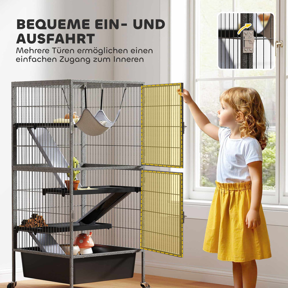 4-Level Small Animal Cage with Platforms and Ramps