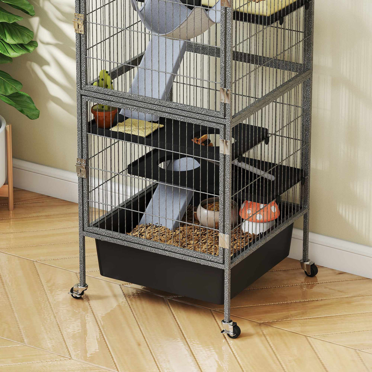 4-Level Small Animal Cage with Platforms and Ramps