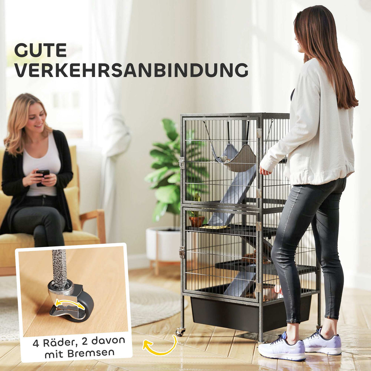 4-Level Small Animal Cage with Platforms and Ramps