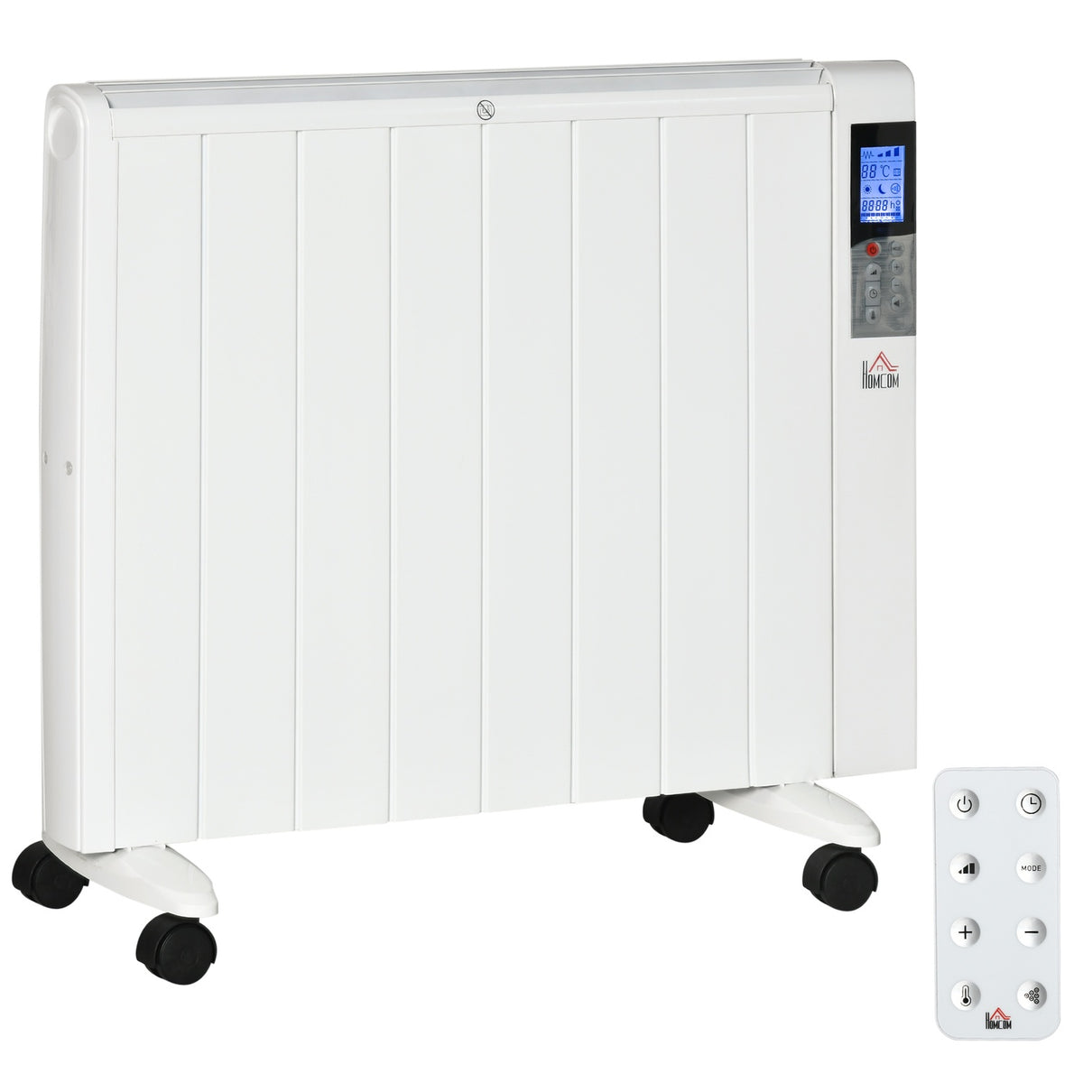 4 Mode Radiator With Lcd Display 2000W Electric Heater 2 Levels 5-35℃, Remote Control, Wheels And Protection For 15 M² Room 75 X 7.5 X 58.5 Cm
