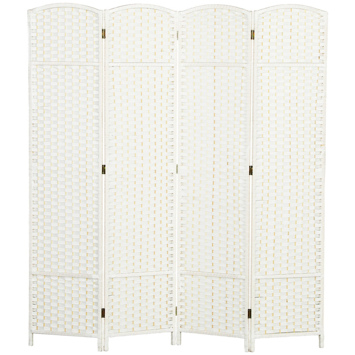 4-Panel Folding Room Divider, White Polypropylene