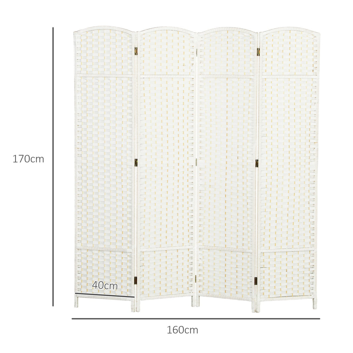 4-Panel Folding Room Divider, White Polypropylene