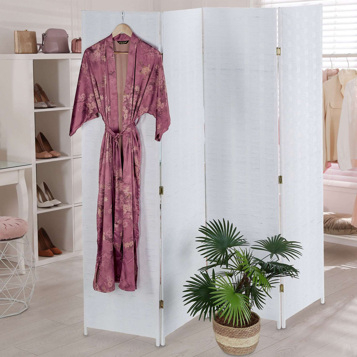 4-Panel Folding Screen in White