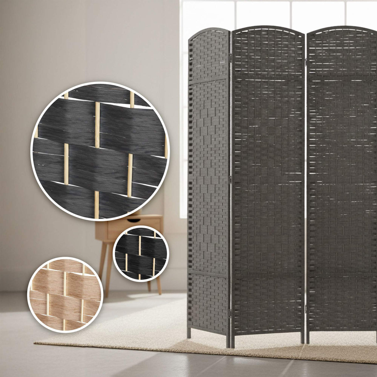 4-Panel Room Divider Folding Screen