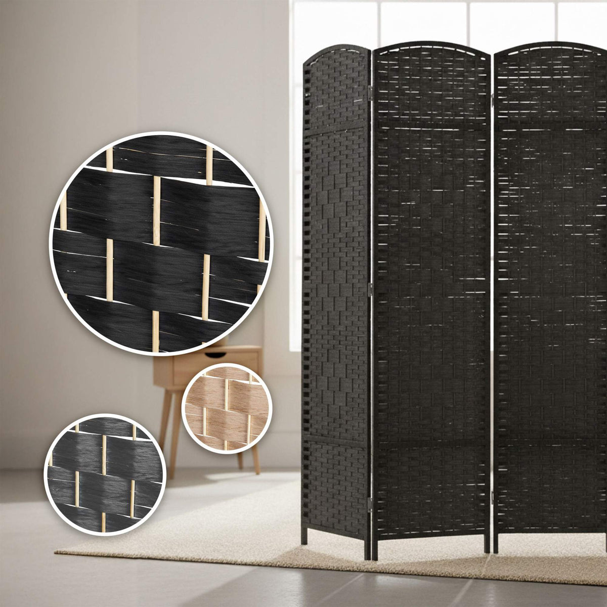 4-Panel Room Divider Folding Screen