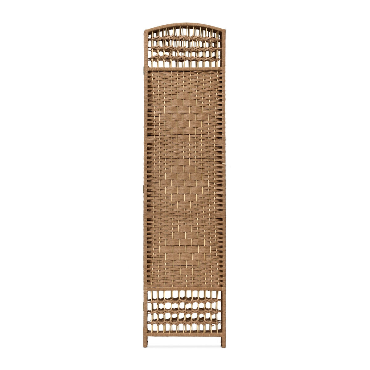 4 Panel Wooden Room Divider, Natural Finish