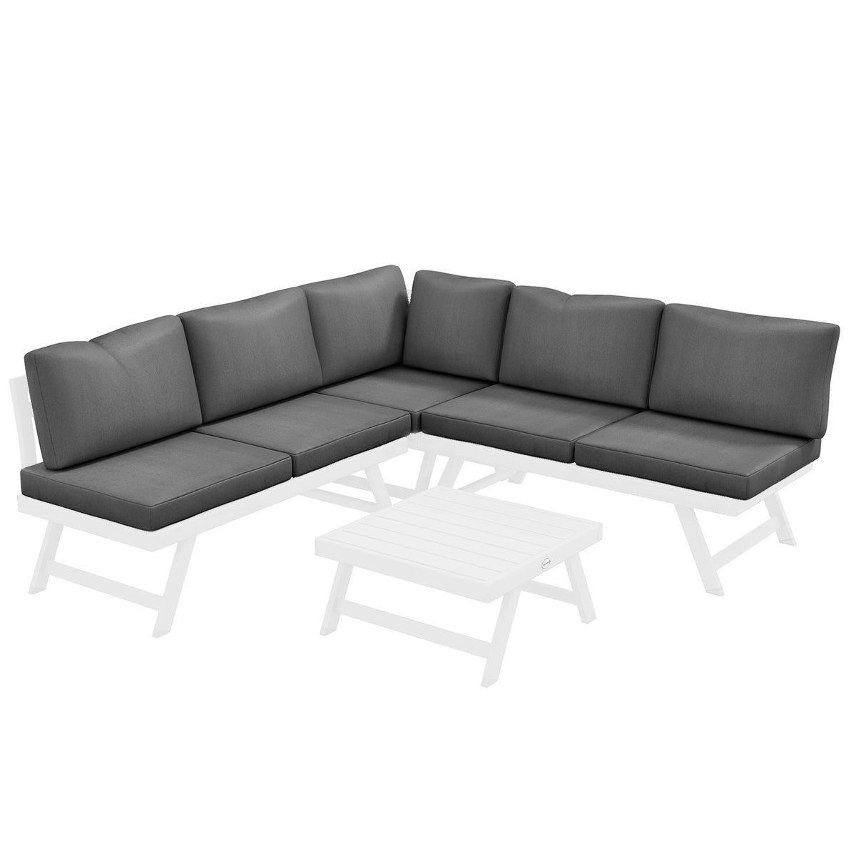4 Pcs. Garden Furniture Set, Balcony Furniture Set With Corner Sofa, Double Sofa, Coffee Table, Garden Lounge Set With Seat Cushion, Gray