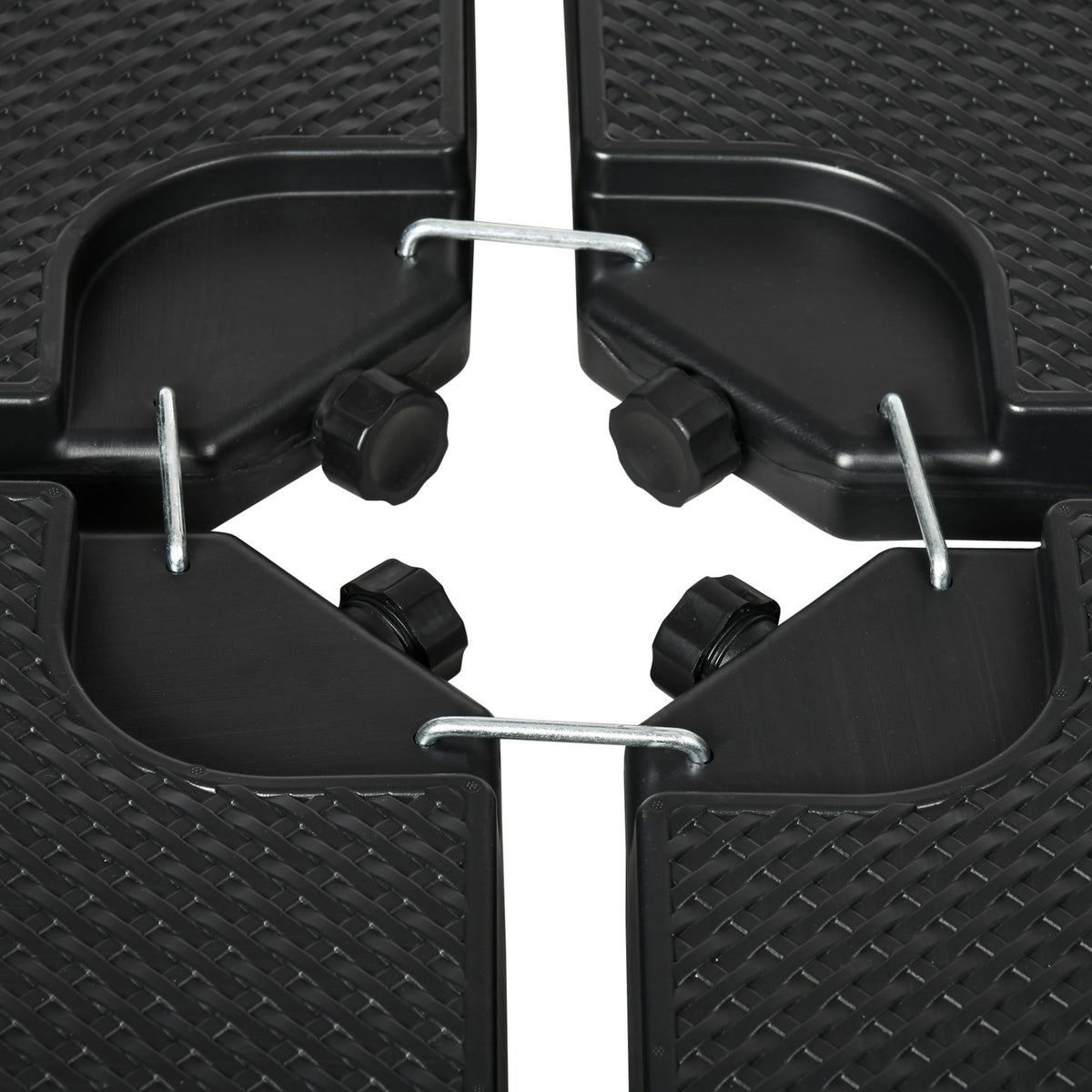 4 Pcs. Parasol Weight, Weatherproof Parasol Weight For Cantilever Parasol With Handle, Can Be Filled With 80 Kg Of Sand Or 60 Kg Of Water, Hdpe, Black