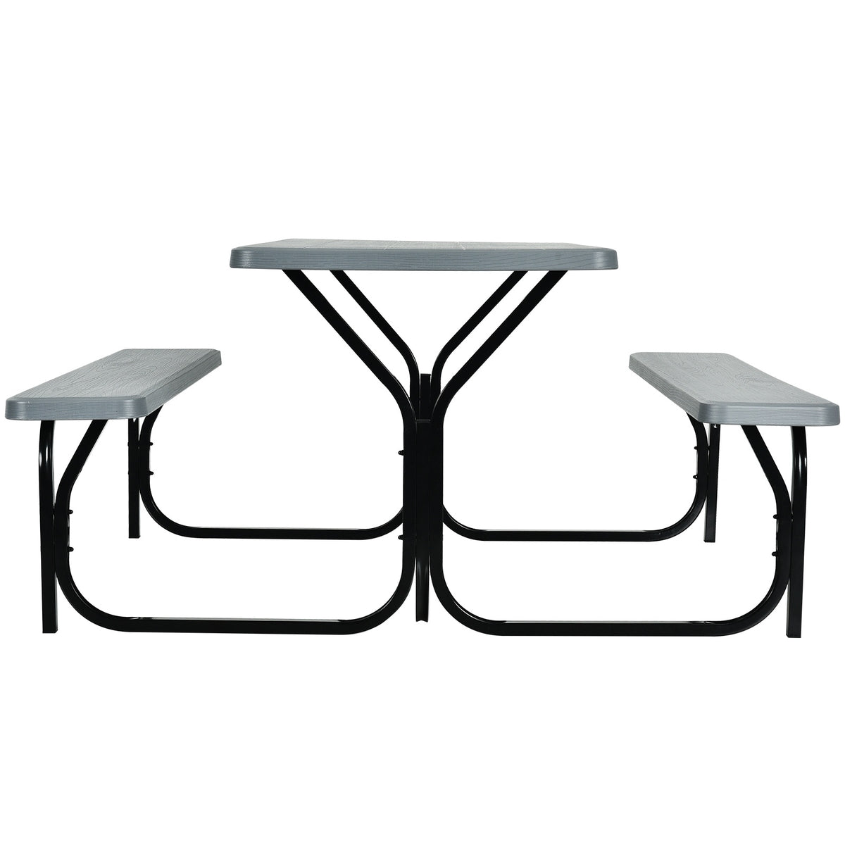 4-Person HDPE Picnic Table With Benches, Gray