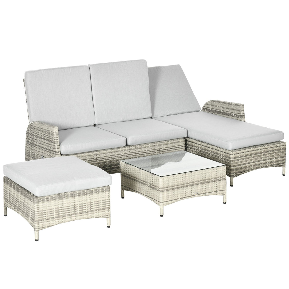 4 Person Pe Rattan Garden Furniture Set Weather Resistant Removable Gray Covers