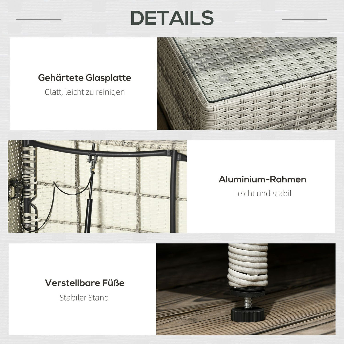 4 Person Pe Rattan Garden Furniture Set Weather Resistant Removable Gray Covers