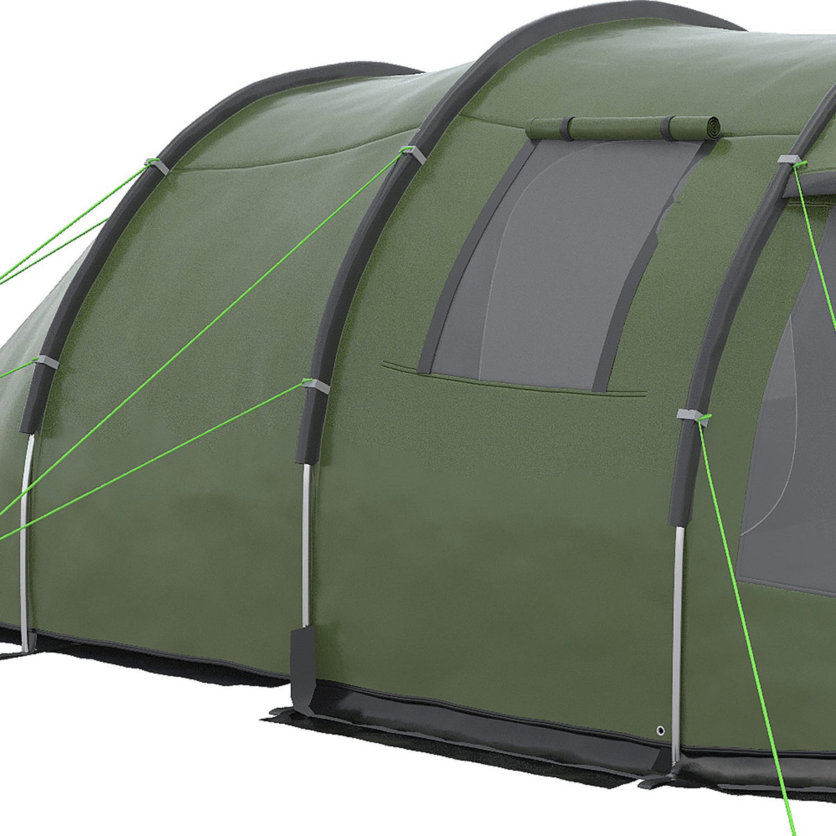4 Person Tunnel Tent Camping Tent With Uv Protection Window Family Tent With Carry Bag 2000Mm Hydrostatic Head Trekking Green
