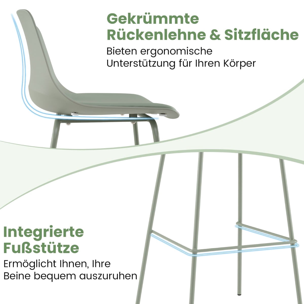 4-Piece Bar Stool Set, Faux Leather, Ergonomic Backrest