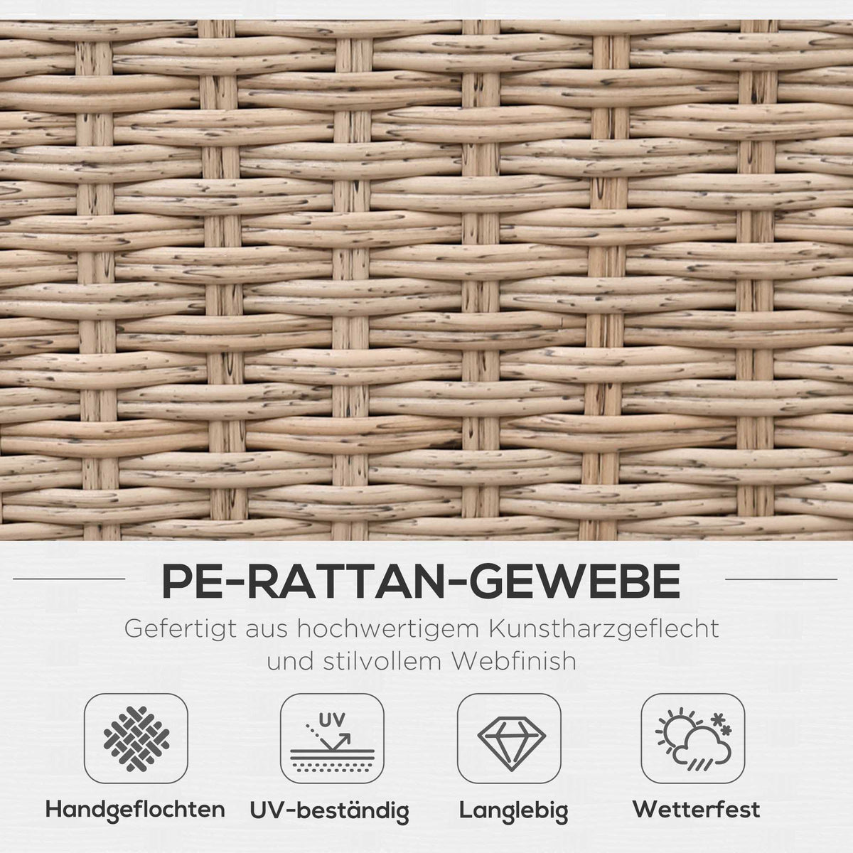 4-Piece Brown Polyrattan Outdoor Furniture Set with Cushions