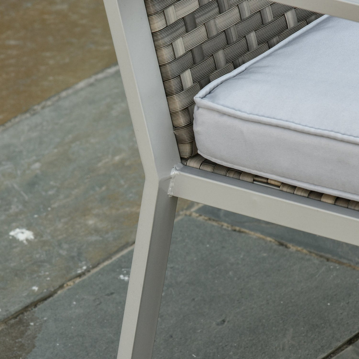 4-Piece Garden Furniture Set With Sofa And Seat Cushions, Coffee Table, Steel And Pe Rattan, Grey